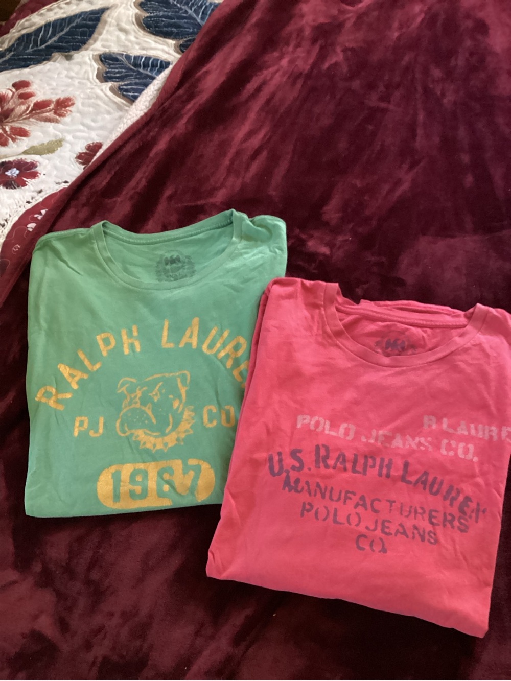 Polo by Ralph Lauren Green and Pink Graphic Short-Sleeve Tees